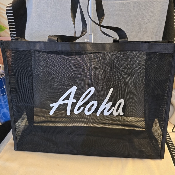 Aloha Black or Gray Mesh Tote Bag - Picture 7 of 7